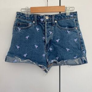 H&M Embroidered Bug Cheeky Jean Shorts